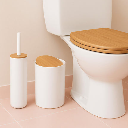 7-Piece Plastic & Bamboo Bathroom Accessories Set