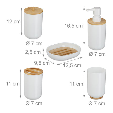 7-Piece Plastic & Bamboo Bathroom Accessories Set