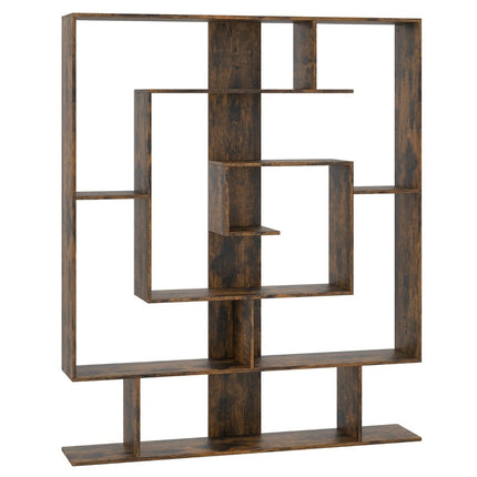 7-Tier Bookshelf, Geometric Design, Rustic Brown