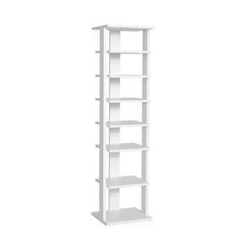 7-Tier Narrow Vertical Shoe Rack, Engineered Wood, White