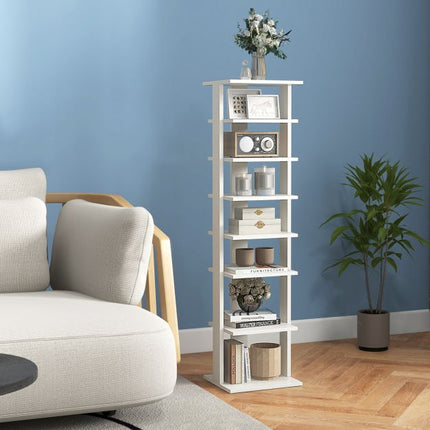 7-Tier Narrow Vertical Shoe Rack, Engineered Wood, White