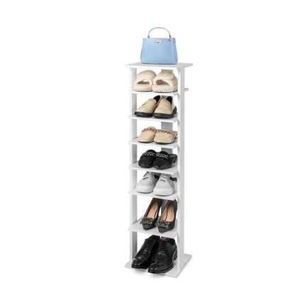 7-Tier Narrow Vertical Shoe Rack, Engineered Wood, White