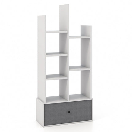 7-Tier Open Bookshelf with Drawer, 53x24x118 cm, White