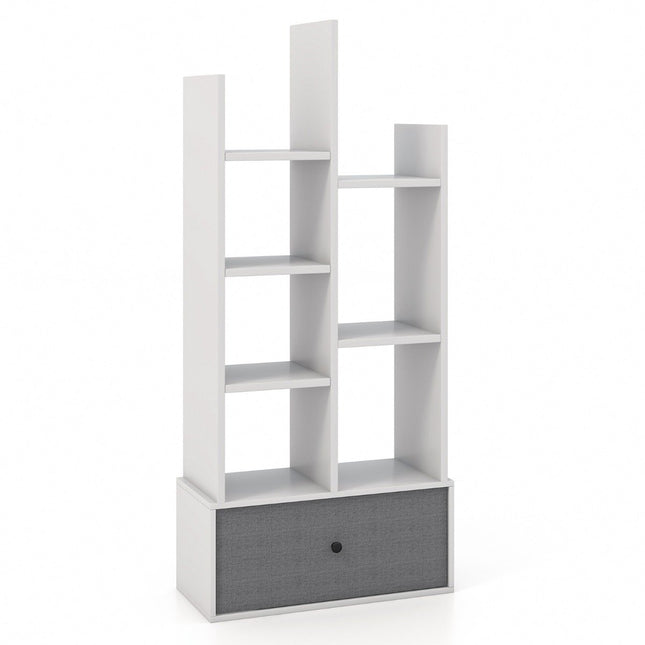 7-Tier Open Bookshelf with Drawer, 53x24x118 cm, White