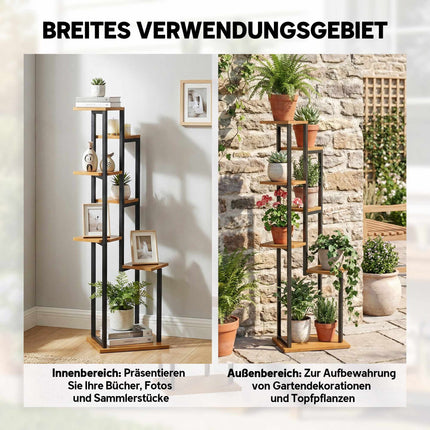 7-Tier Plant Stand, 130 cm Tall, Wood and Steel