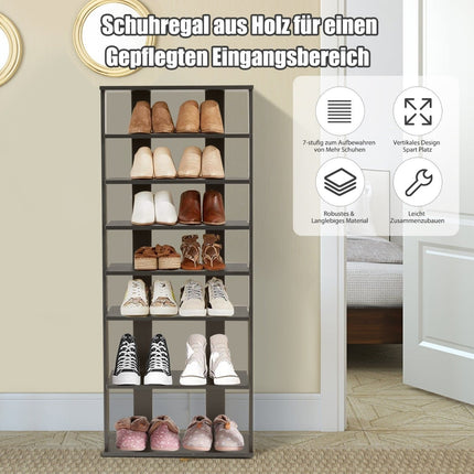 7-Tier Vertical Shoe Rack, Removable Shelf, MDF, 110.5 cm