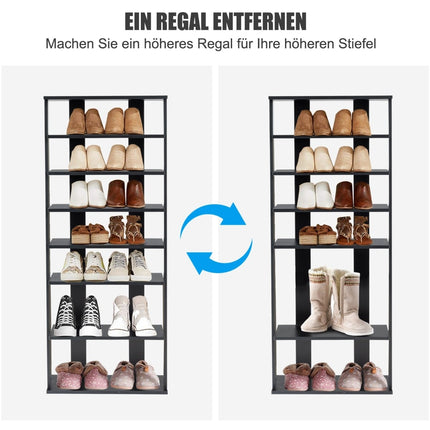 7-Tier Vertical Shoe Rack, Removable Shelf, MDF, 110.5 cm