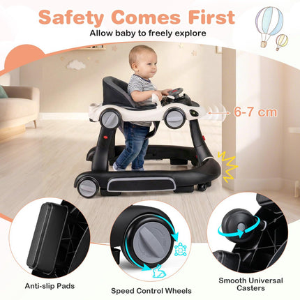 7-in-1 Adjustable Baby Walker with Canopy & Activity Center