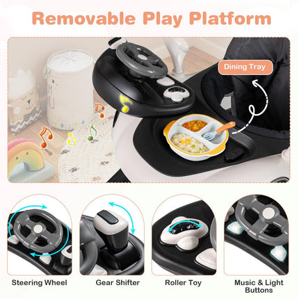 7-in-1 Adjustable Baby Walker with Canopy & Activity Center