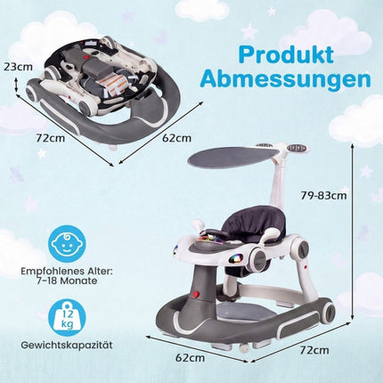 7-in-1 Adjustable Baby Walker with Canopy and Activity Center
