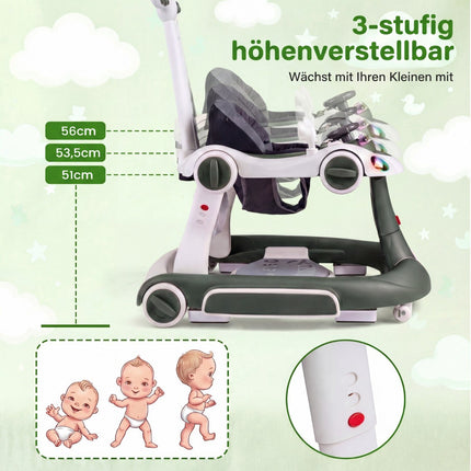 7-in-1 Adjustable Baby Walker with Canopy and Activity Center