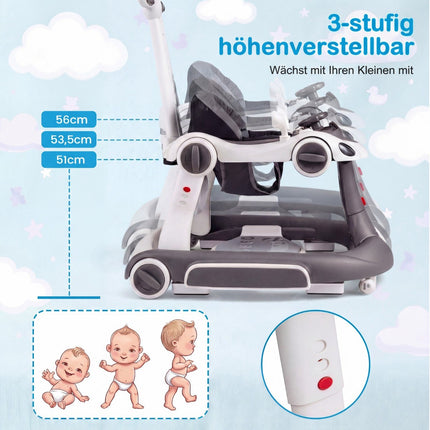 7-in-1 Adjustable Baby Walker with Canopy and Activity Center