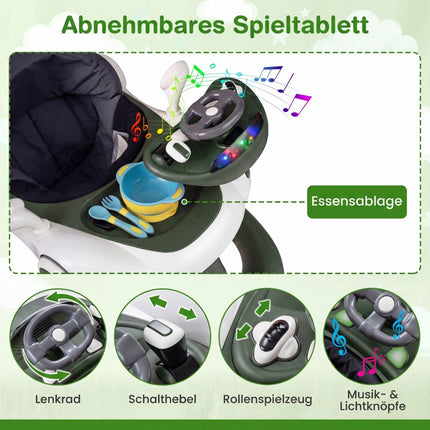 7-in-1 Adjustable Baby Walker with Canopy and Activity Center