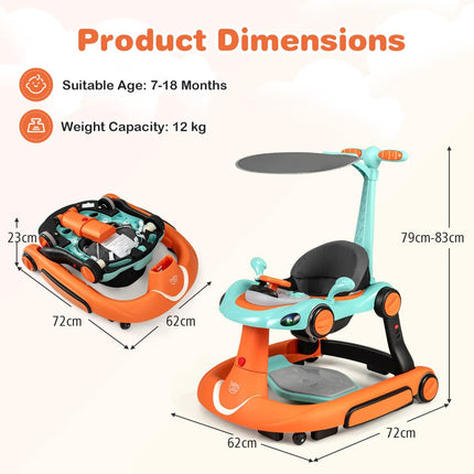7-in-1 Adjustable Baby Walker with Canopy and Speed Control