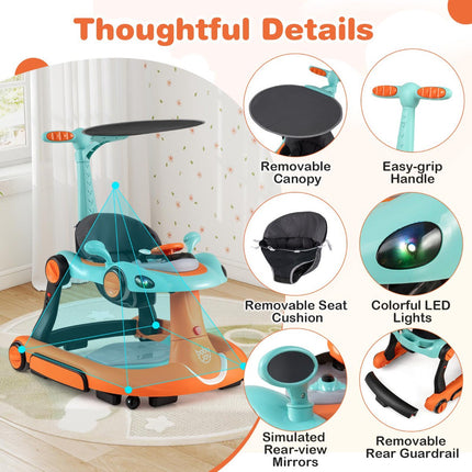 7-in-1 Adjustable Baby Walker with Canopy and Speed Control