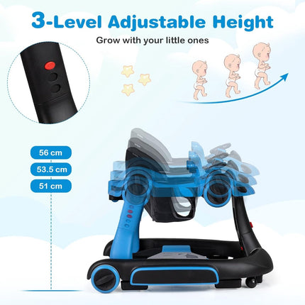 7-in-1 Baby Walker with Adjustable Height & Speed, Blue