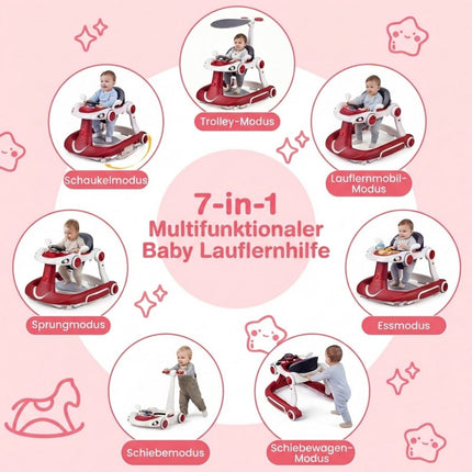 7-in-1 Baby Walker with Adjustable Height & Speed