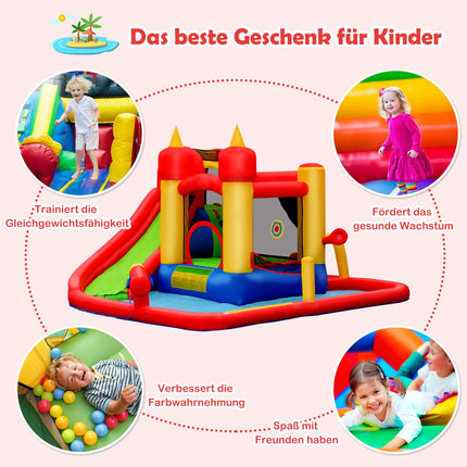 7 in 1 Bouncy Castle with 740W Blower Inflatable Water Slide Outdoor 410 x 385 x 220 cm