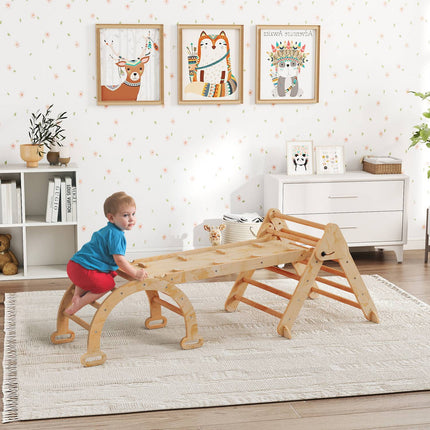 7-in-1 Kids Climbing Set, Foldable Wooden Play Gym