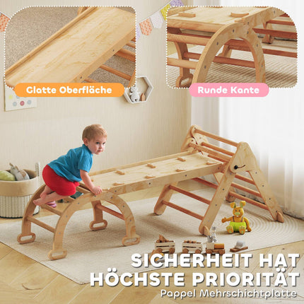 7-in-1 Kids Climbing Set, Foldable Wooden Play Gym