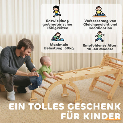 7-in-1 Kids Climbing Set, Foldable Wooden Play Gym