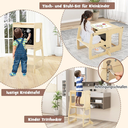 7-in-1 Kids Climbing Set with Slide, Stool, Chalkboard