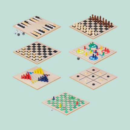 7-in-1 Wooden Board Game Set – Compact Design