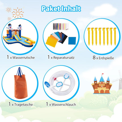 7-in-1 water slide park inflatable bouncy house with splash pool 578 x 408 x 250 cm