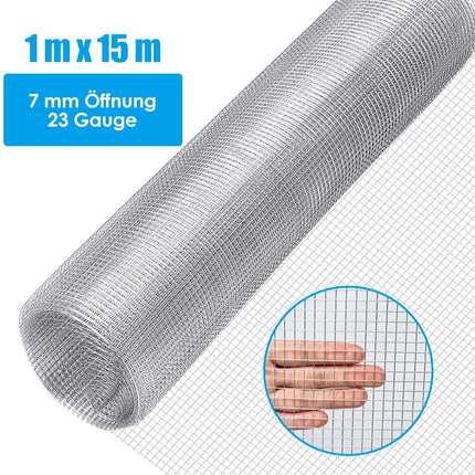 7 mm Mesh Galvanized Wire Netting, 23 Gauge, 1 x 15 m
