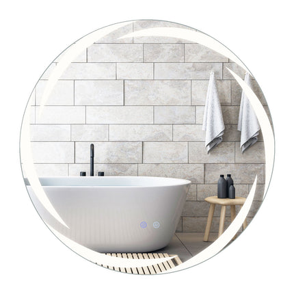 80 cm Round LED Bathroom Mirror, Tempered Glass, Anti-Fog