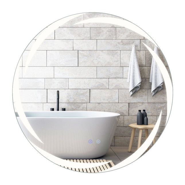 80 cm Round LED Bathroom Mirror, Tempered Glass, Anti-Fog