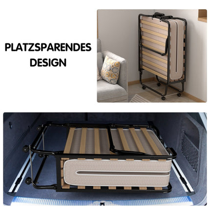 80 x 200 cm folding guest bed folding folding bed with mattress made of memory foam beige made in Italy Origin: Italy
