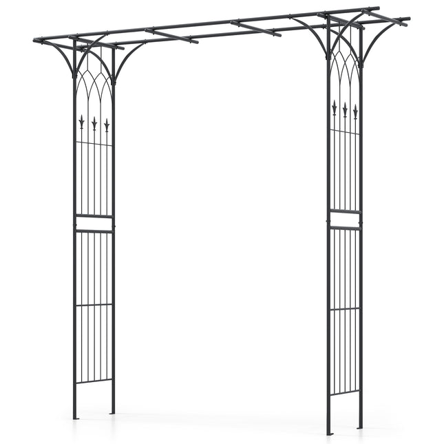 81 Inch Black Metal Garden Arbor Arch for Climbing Plants