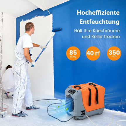 85 L/day dehumidifier construction dryer with pump & drain hose industrial drying device with 24H timer orange + gray