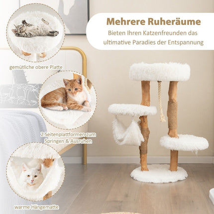 87cm solid wood scratching post multi-layer cat activity center