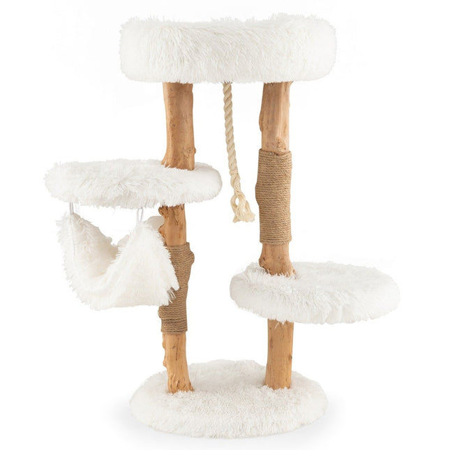 87cm solid wood scratching post multi-layer cat activity center