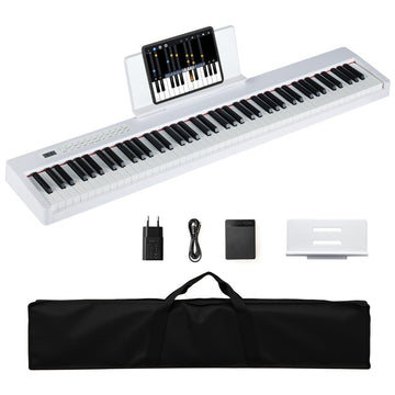 88-Key Digital Piano, Full-Size, Portable, White