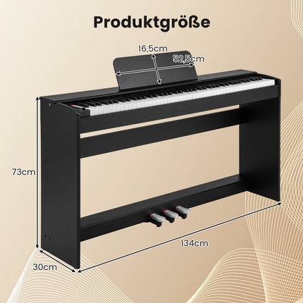 88-Key Digital Piano, Hammer-Action Weighted, 3-Pedal Stand
