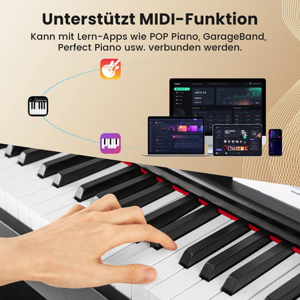 88-Key Digital Piano, Hammer-Action Weighted, 3-Pedal Stand