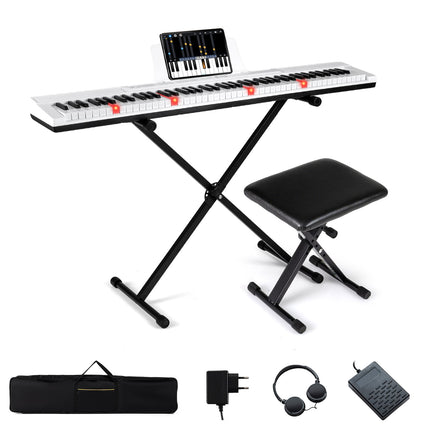 88-Key Digital Piano Set with Adjustable Stand & Bench