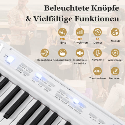 88-Key Digital Piano Set with Adjustable Stand & Bench