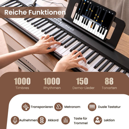 88-Key Foldable Digital Piano with 1000 Rhythms & Tones