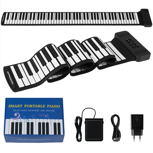 88-Key Roll-Up Piano, Portable with 128 Rhythms & MIDI