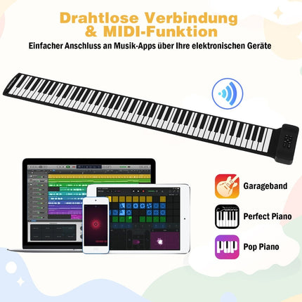 88-Key Roll-Up Piano, Portable with 128 Rhythms & MIDI