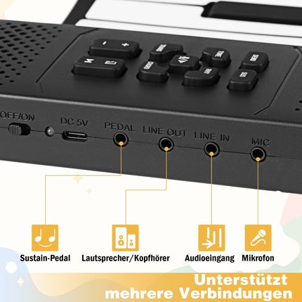 88-Key Roll-Up Piano, Portable with 128 Rhythms & MIDI