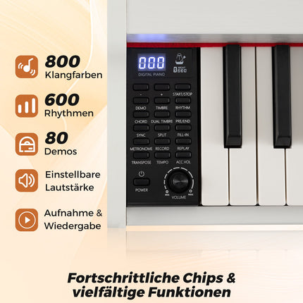 88-Key Semi-Weighted Digital Piano Set, Stand, Pedals, White
