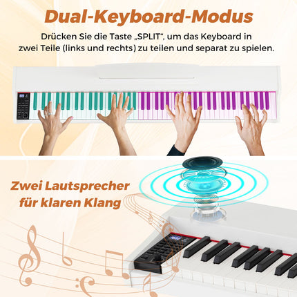 88-Key Semi-Weighted Digital Piano Set, Stand, Pedals, White