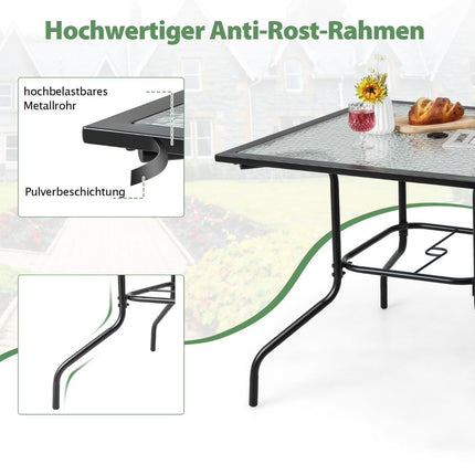 89 cm long & wide patio table with 38 mm umbrella hole & black table top
