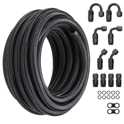 8AN Braided Fuel Hose Kit, 20 Ft, 12 Swivel Fittings