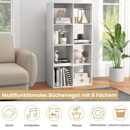 8-Cube Bookshelf with Back Rail & Anti-Tip Kit, White